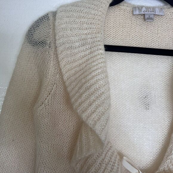 Caslon Ivory Knit Mohair Blend Waterfall Collar Cardigan Sweater size medium - Picture 4 of 7